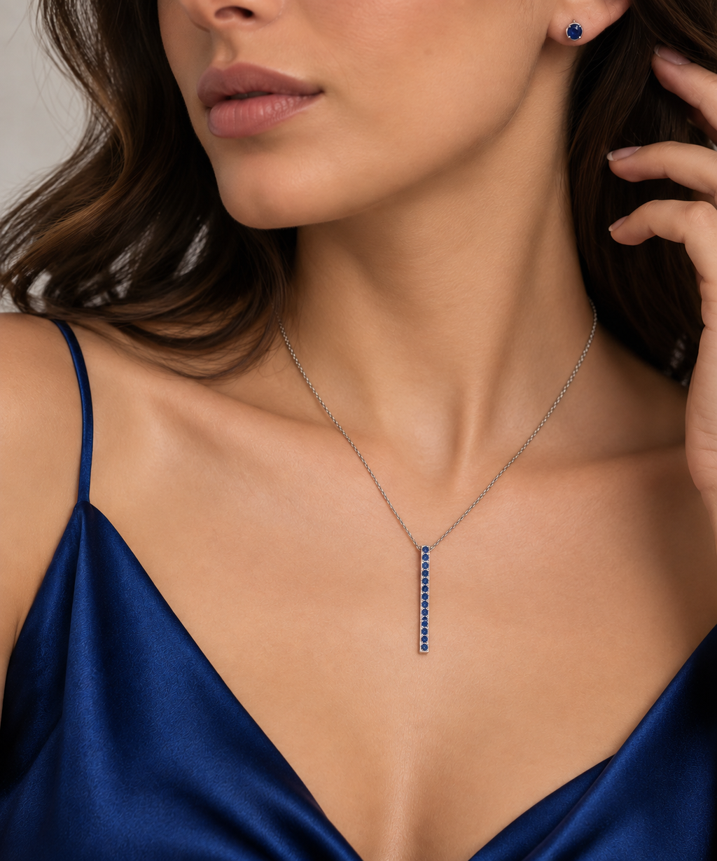 Collan in oro rosa 18kt e zaffiri ct 0,20