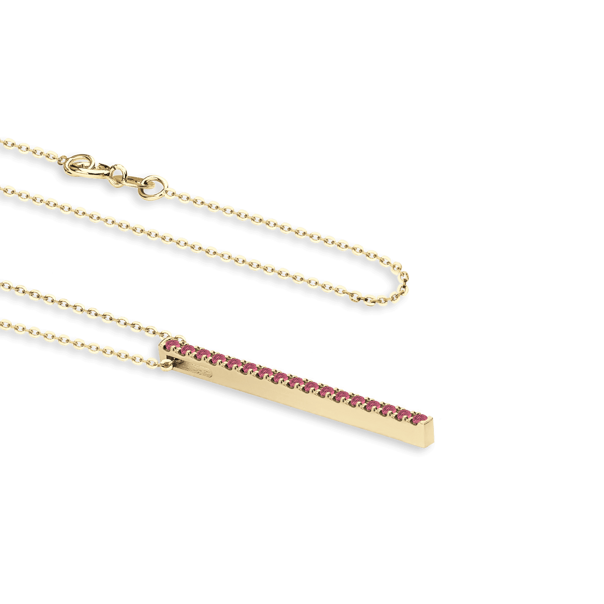 Collana in oro giallo 18 kt e rubini ct 0,20