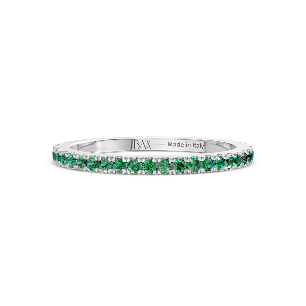Eternity in oro bianco 18kt  e smeraldi