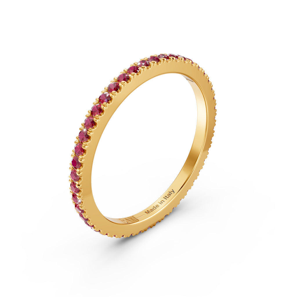 Eternity in oro 18 kt giallo e rubini