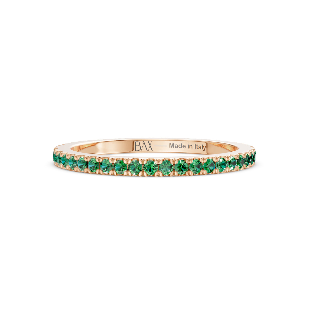 Eternity in oro rosa 18kt e smeraldi