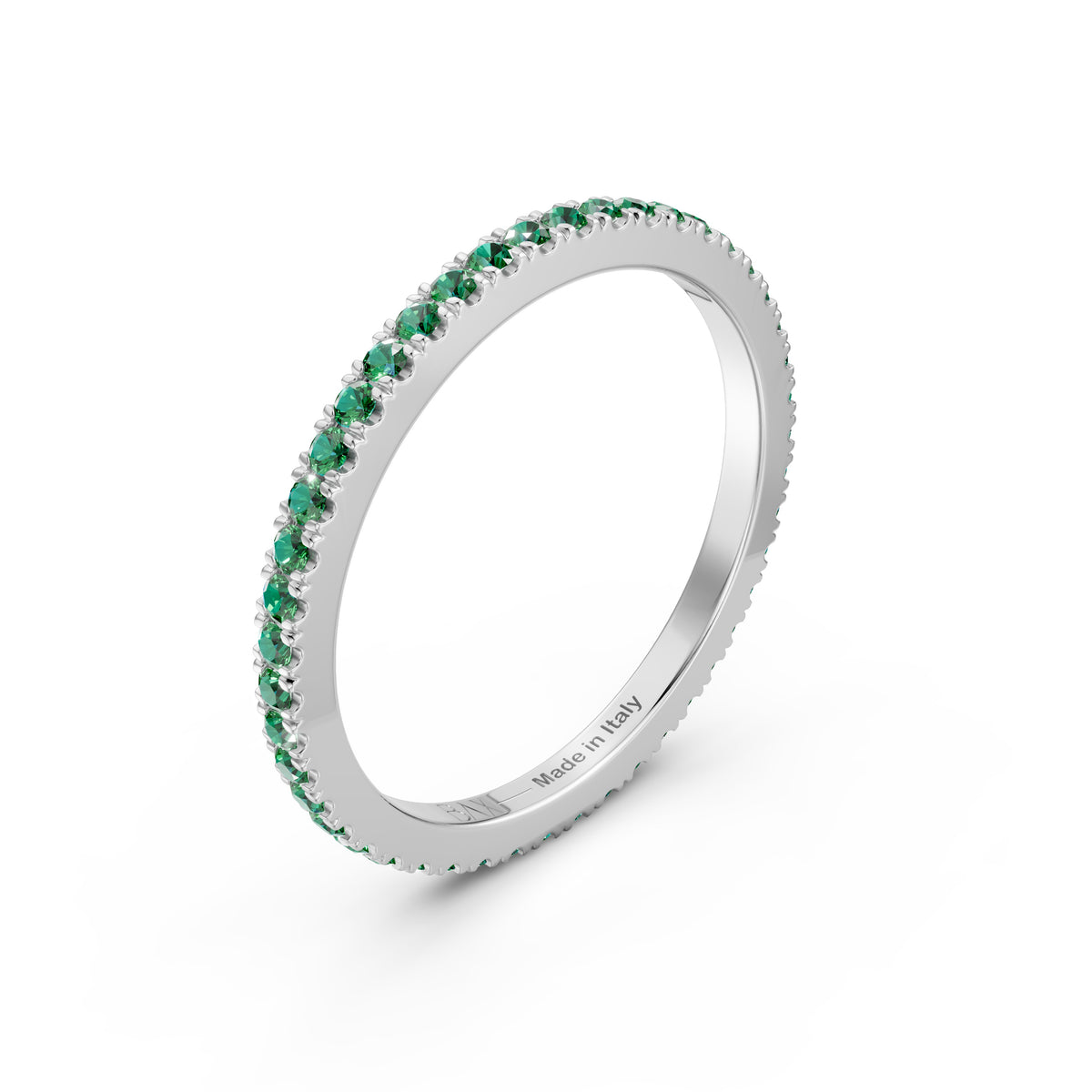 Eternity in oro bianco 18kt  e smeraldi