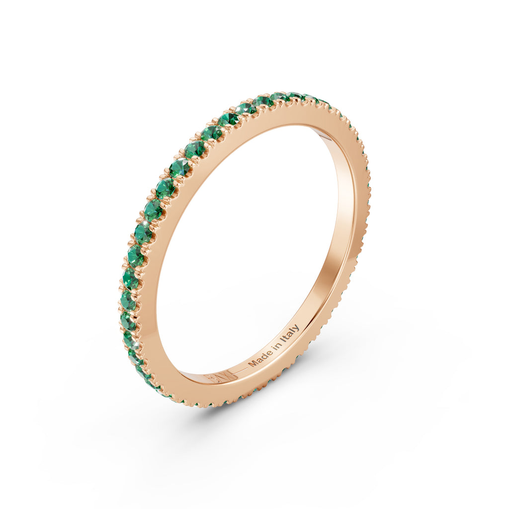 18kt rose gold and emerald eternity ring